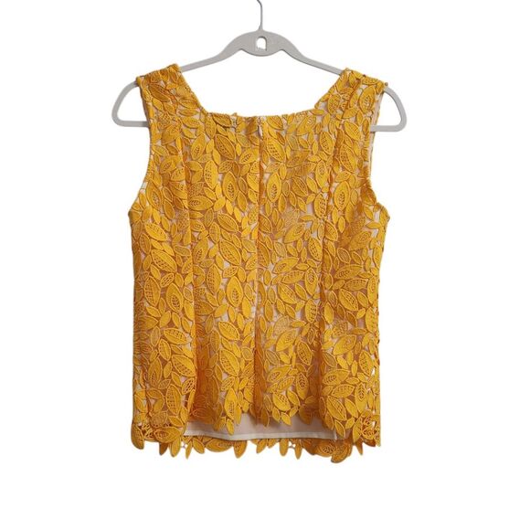 Carlisle Collection Blouse 10 Yellow Lace Tank Top Sleeveless Square Neck - Picture 3 of 8